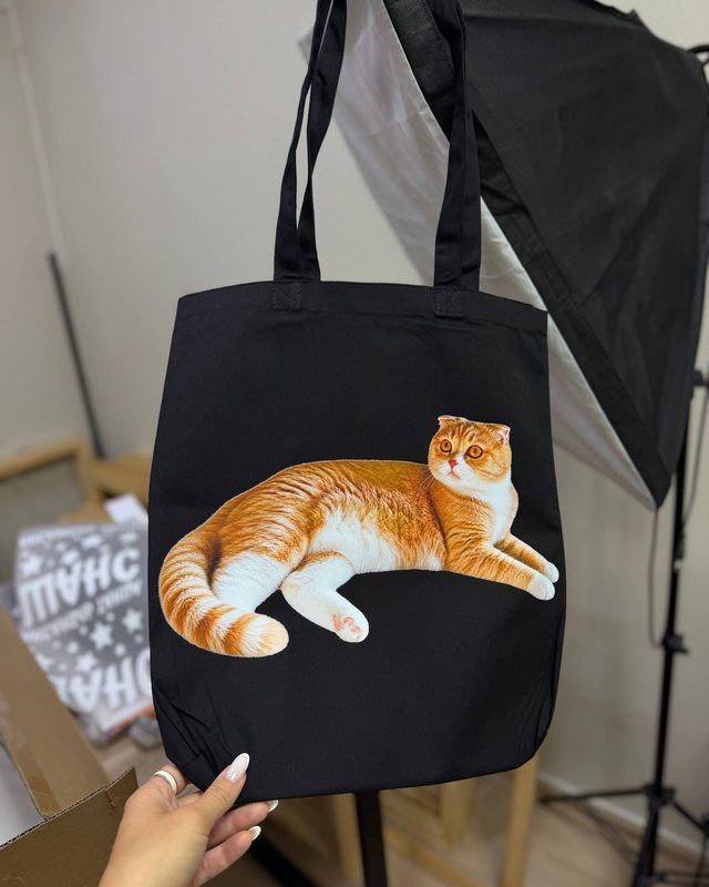 Шоппер с принтом кота